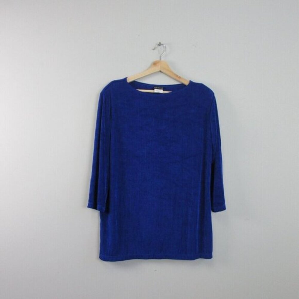 Citiknits Women's Tunic Top Pants Set Matching L Blue Vintage Comfort Travel 716